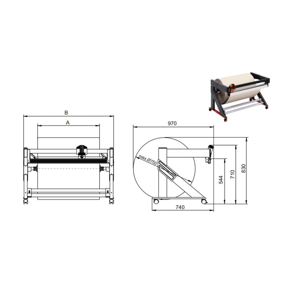 Číslo obrázku produktu 3: Řezačka pod stůl Rocholz, stabilní, šířka řezu 750 mm