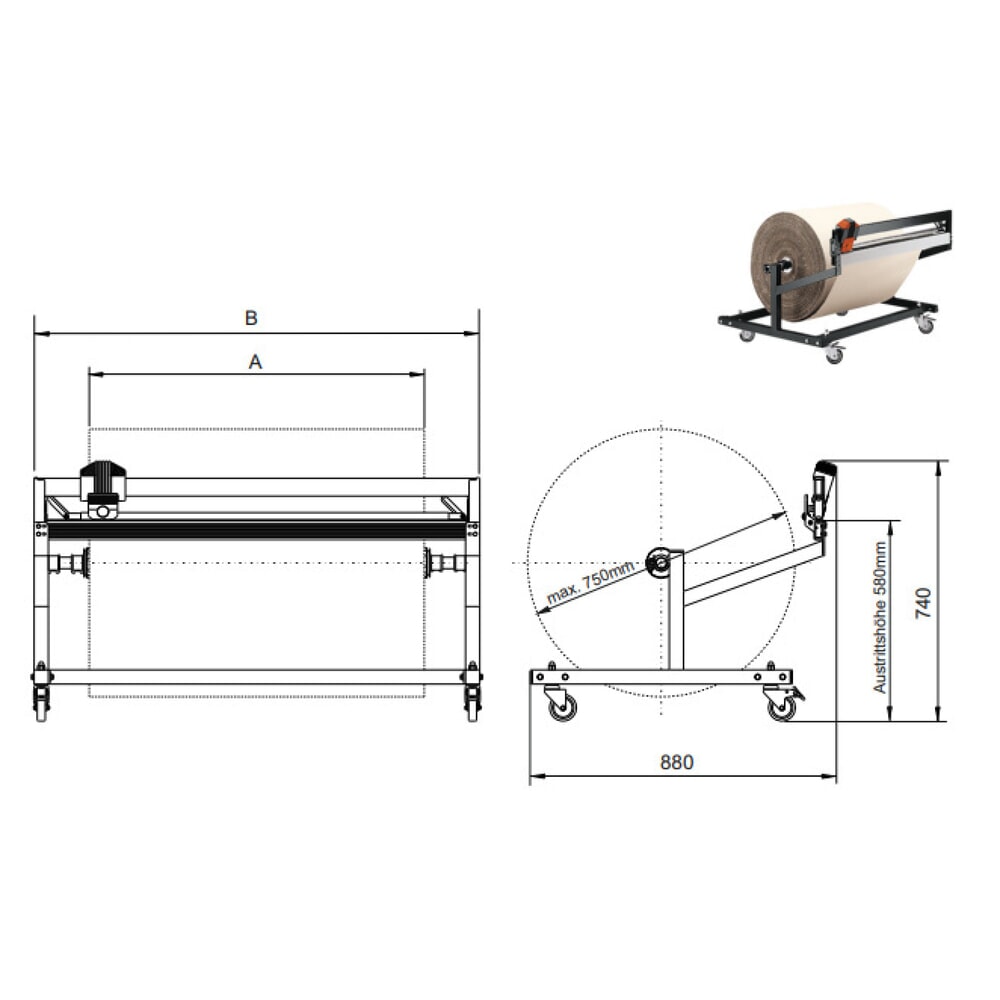 Číslo obrázku produktu 3: Standardní řezačka pod stůl Rocholz, šířka řezu 1250 mm