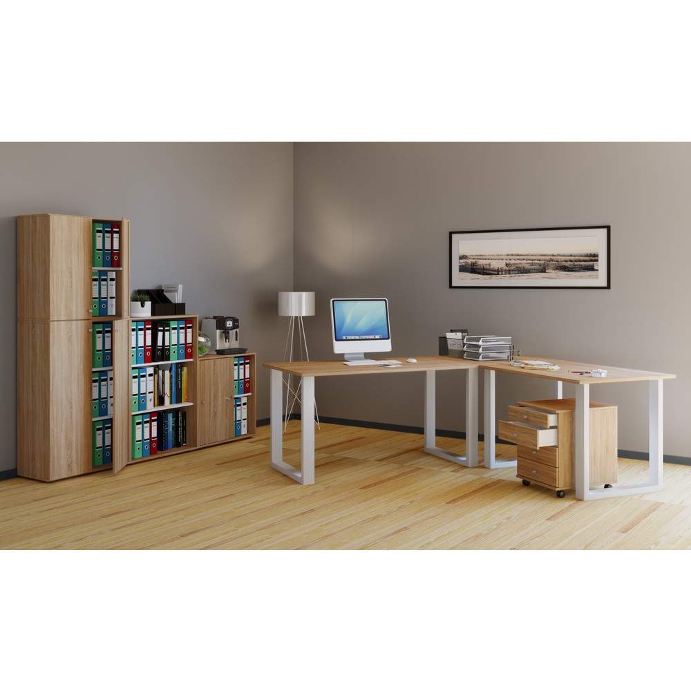 Číslo obrázku produktu 3: Rohový psací stůl Lona, Š x H 190 x 80 a 190 x 80 cm, nohy U, dub Sonoma