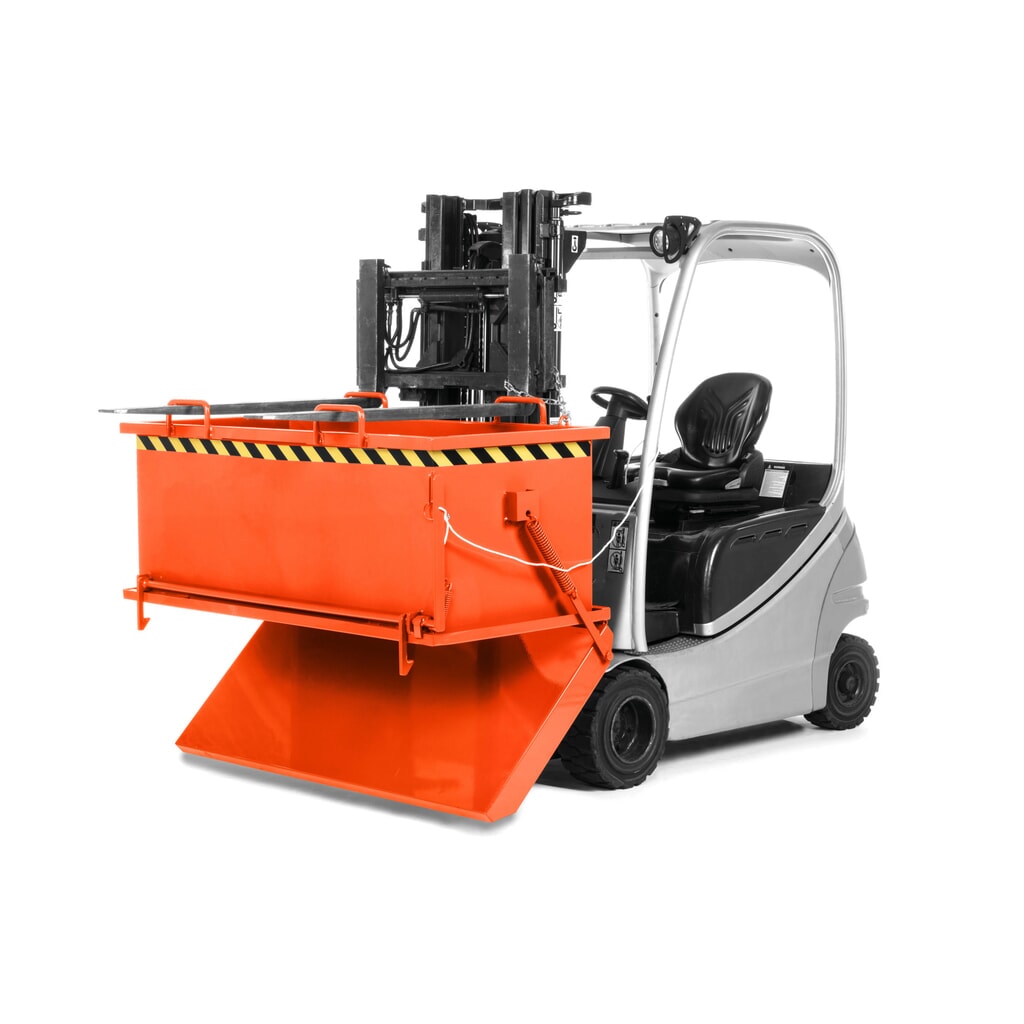 RR-Industrietechnik® Zásobník s vyklápěcím dnem typ RKB, objem 0,5 m³, RAL 2004 oranžová pravá Číslo obrázku produktu 2: RR-Industrietechnik® Zásobník s vyklápěcím dnem typ RKB, objem 0,5 m³, RAL 2004 oranžová pravá