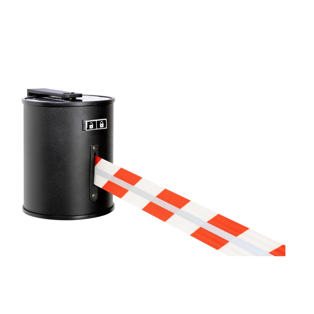 Číslo obrázku produktu 1: RS-GUIDESYSTEMS® kazeta s páskou GLW 1800 REFLECTO, nástěnná montáž, délka 18 m, šířka 50 mm, kryt černý, pásek červený/bílý
