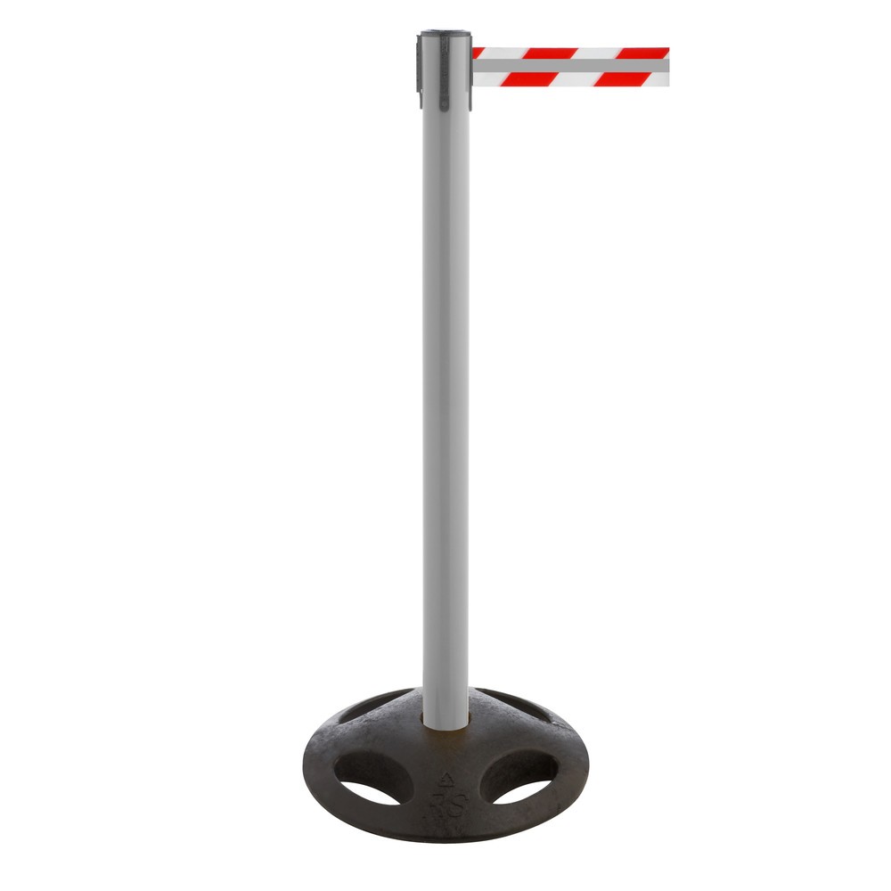 Číslo obrázku produktu 1: RS-GUIDESYSTEMS® páskový zahrazovací sloupek GLA 25-A REFLECTO, délka 3,5 m, šířka 50 mm, sloupek antracit, pásek červený/bílý