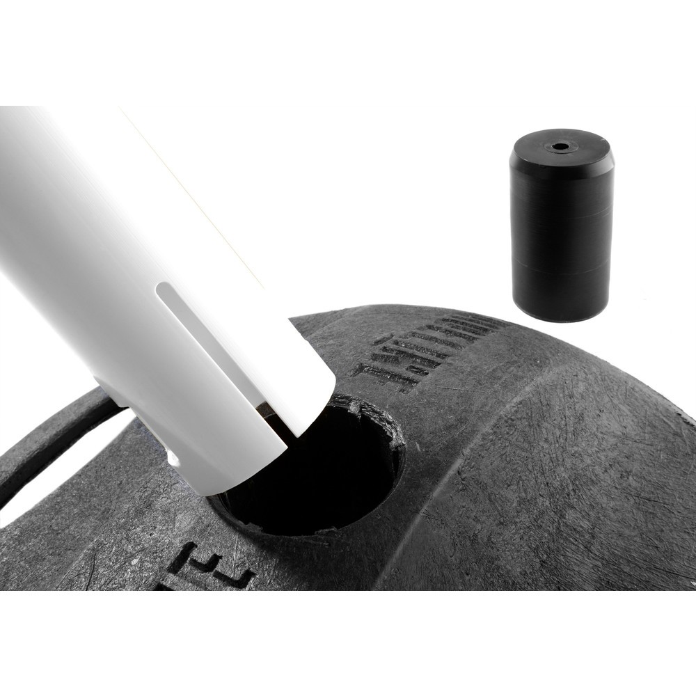 Číslo obrázku produktu 3: RS-GUIDESYSTEMS® páskový zahrazovací sloupek GLA 25-M REFLECTO, délka 3,5 m, šířka 50 mm, sloupek bílý, pásek černý/žlutý