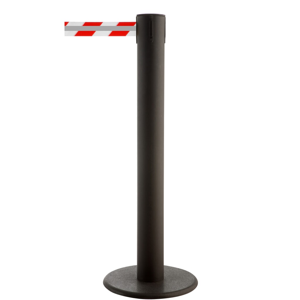 RS-GUIDESYSTEMS® páskový zahrazovací sloupek GLA 85-J REFLECTO, délka 7 m, šířka 50 mm, sloupek černý, pásek červený/bílý Obrázek produktu: RS-GUIDESYSTEMS® páskový zahrazovací sloupek GLA 85-J REFLECTO, délka 7 m, šířka 50 mm, sloupek černý, pásek červený/bílý
