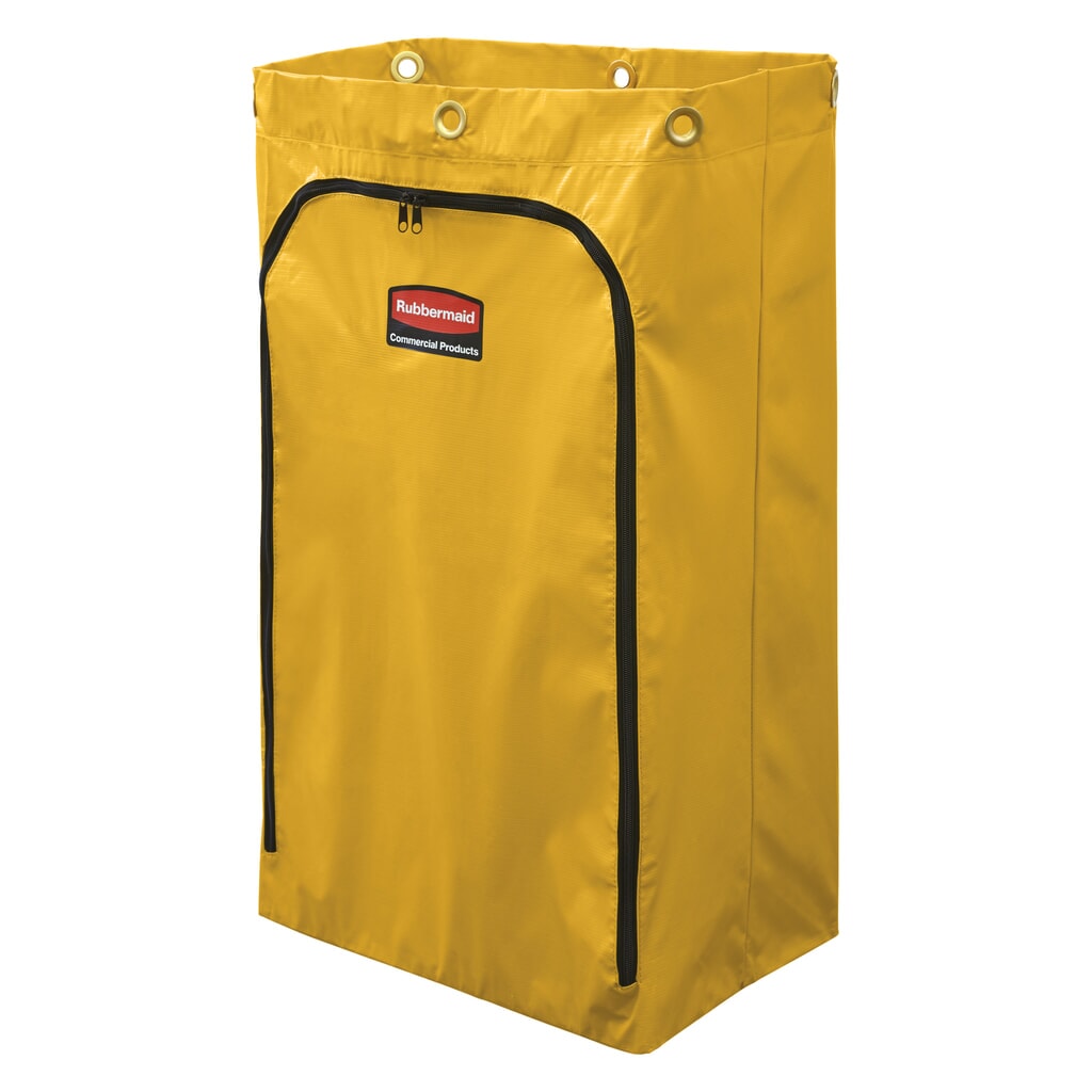 Rubbermaid® Vinyl Čisticí vozík a náhradní taška na vozík - Žlutý boční zip Obrázek produktu: Rubbermaid® Vinyl Čisticí vozík a náhradní taška na vozík - Žlutý boční zip