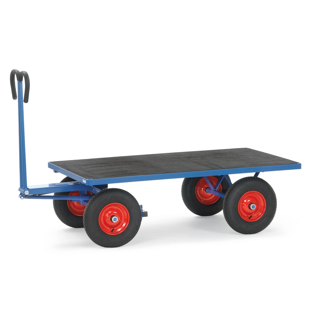 Obrázek produktu: Ruční plošinový vozík fetra® bez bočnic, ložná plocha Š x H 800 x 1200 mm, nosnost 1000 kg, vzduchem plněné pneumatiky