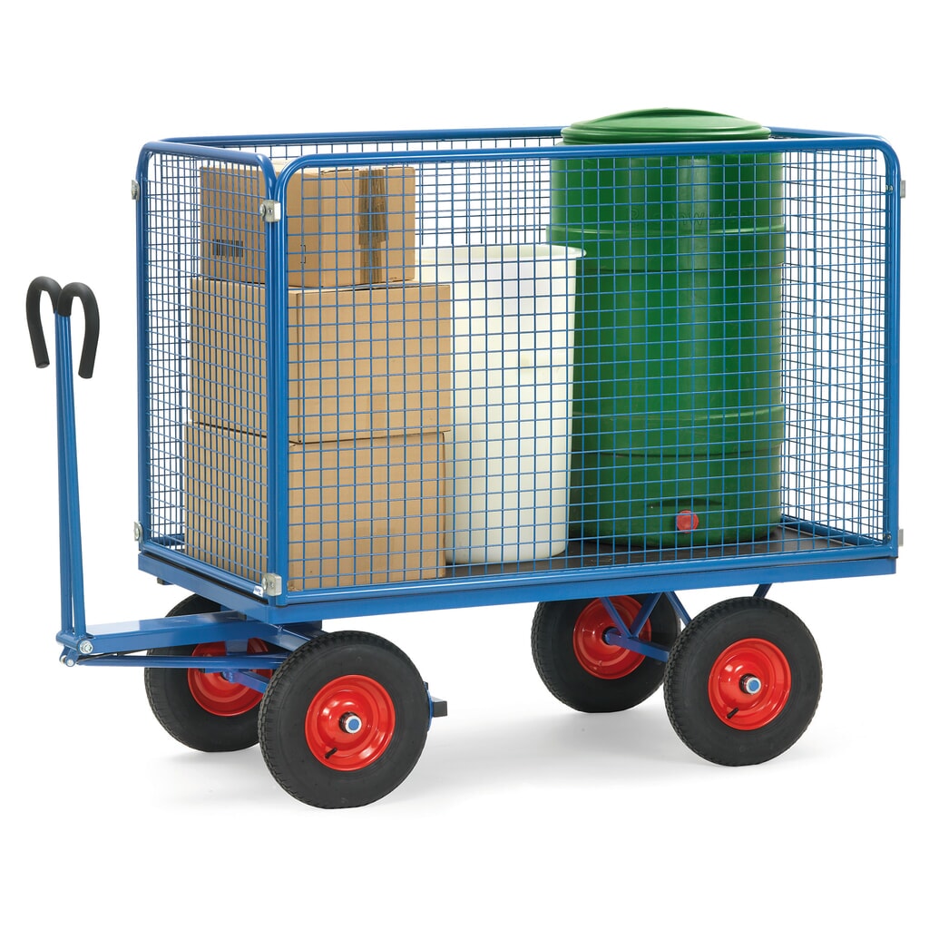 Ruční plošinový vozík fetra® s drátěnými mřížovými bočnicemi V 1 000 mm, ložná plocha 1 000 x 2000 mm, nosnost 1 250 kg, vzduchem plněné pneumatiky Číslo obrázku produktu 2: Ruční plošinový vozík fetra® s drátěnými mřížovými bočnicemi V 1 000 mm, ložná plocha 1 000 x 2000 mm, nosnost 1 250 kg, vzduchem plněné pneumatiky