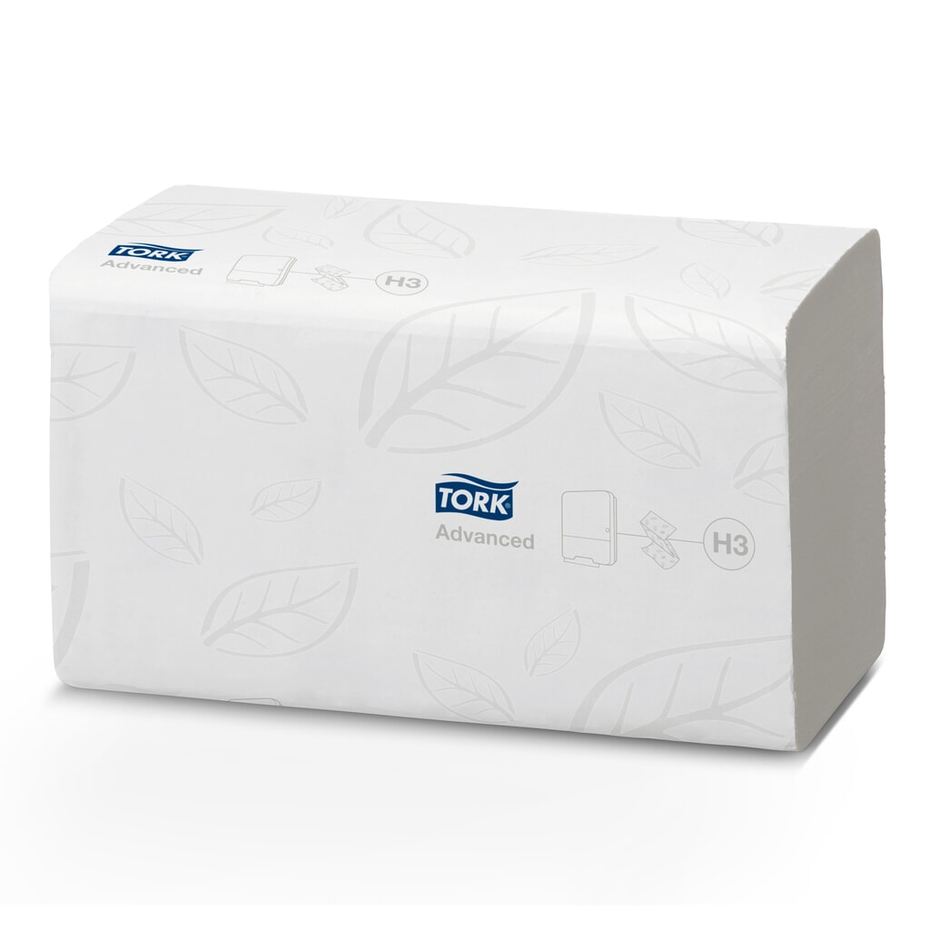 TORK® Advanced Ruční ručníky, Zigzag Fold, 3 750 ručníků, bílé Obrázek produktu: TORK® Advanced Ruční ručníky, Zigzag Fold, 3 750 ručníků, bílé