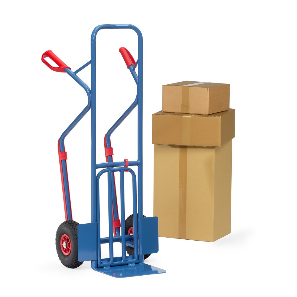 Číslo obrázku produktu 6: Rudl na balíky fetra® se sklopnou lopatou + kluzné ližiny, nosnost 300 kg, lopata ŠxH 320 x 250 mm, vzduchem plněné pneumatiky