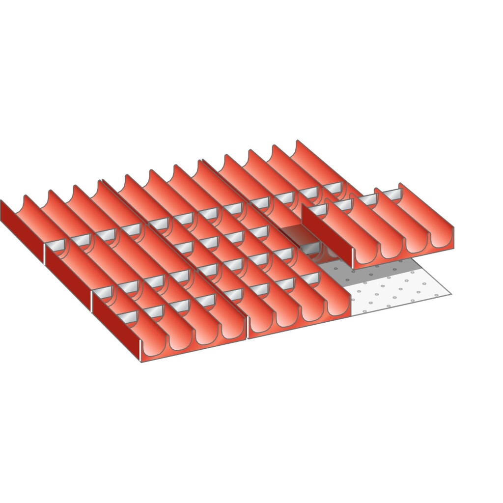 Obrázek produktu: Sada zásobníků LISTA 27x27E, (ŠxHxVV) 459x459x50 mm, 49 ks