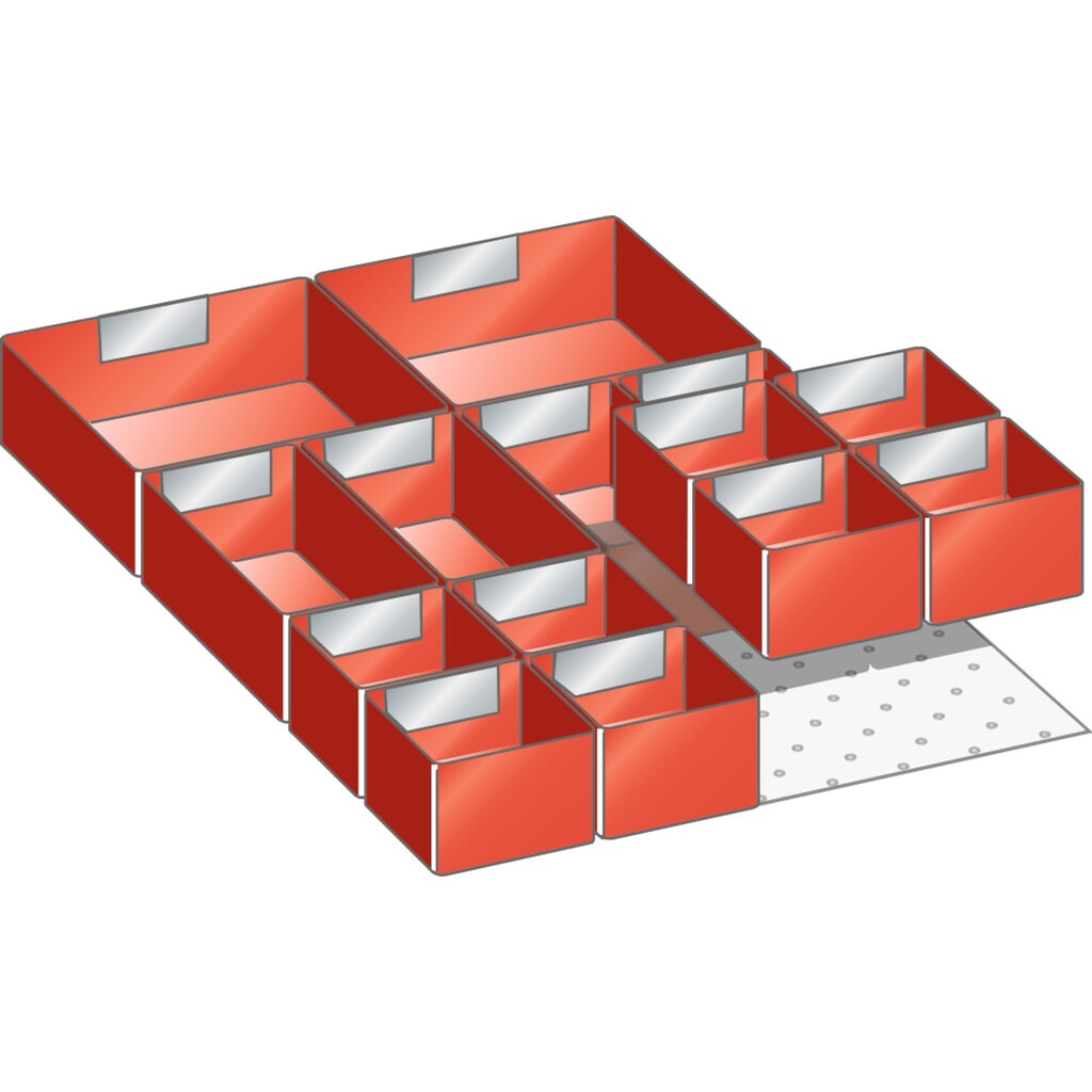 Sada zavěšovacích boxů LISTA 18x27E, (ŠxHxVV) 306x459x50 mm, 14 ks Obrázek produktu: Sada zavěšovacích boxů LISTA 18x27E, (ŠxHxVV) 306x459x50 mm, 14 ks