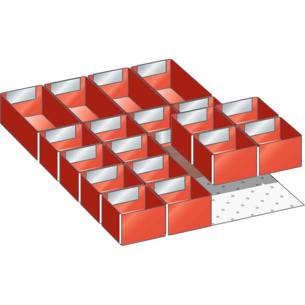 Sada zavěšovacích boxů LISTA 18x27E, (ŠxHxVV) 306x459x50 mm, 20 ks Obrázek produktu: Sada zavěšovacích boxů LISTA 18x27E, (ŠxHxVV) 306x459x50 mm, 20 ks