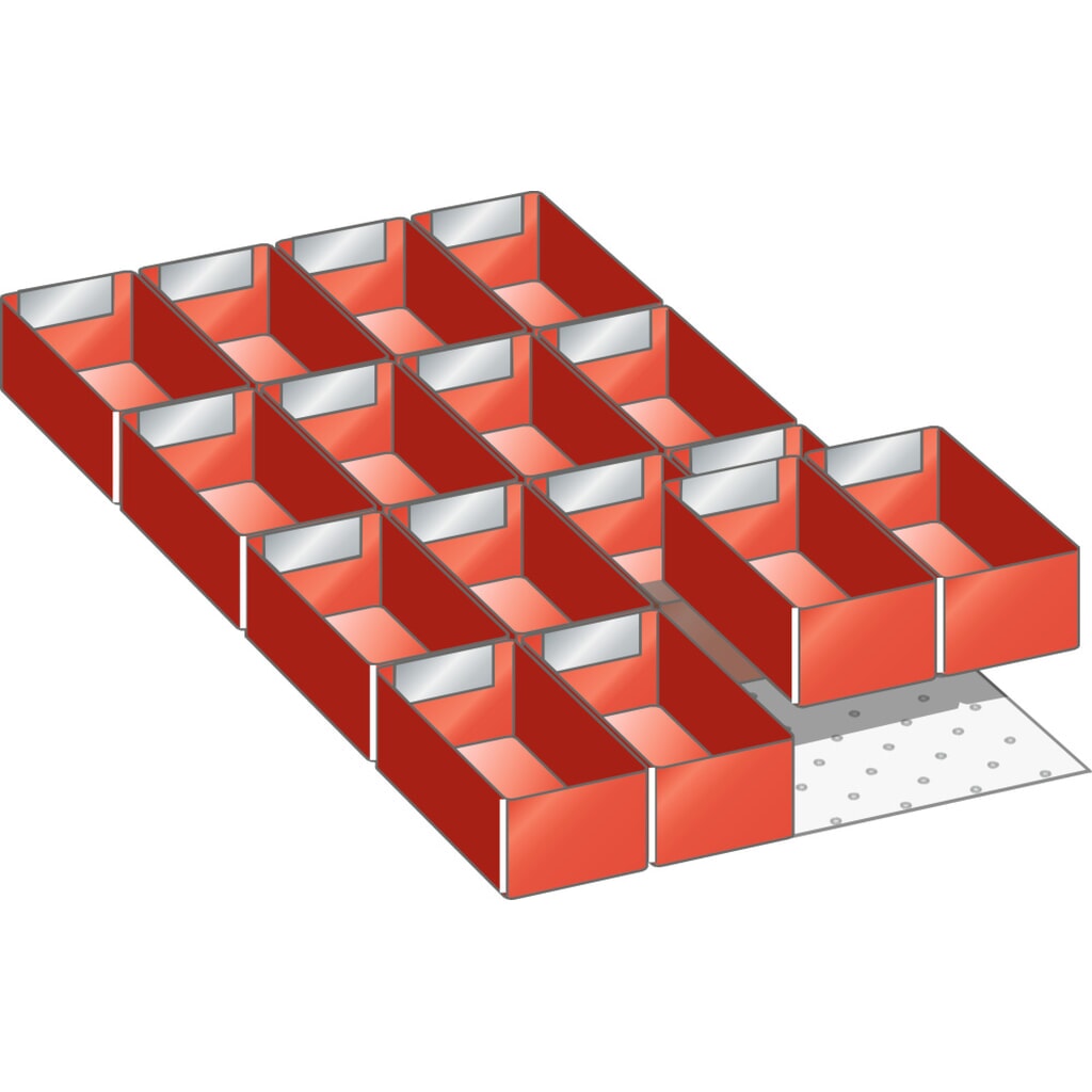 Sada zavěšovacích boxů LISTA 18x36E, (ŠxH) 306x612 mm, 16 ks, pro výšku čela 50 mm Obrázek produktu: Sada zavěšovacích boxů LISTA 18x36E, (ŠxH) 306x612 mm, 16 ks, pro výšku čela 50 mm