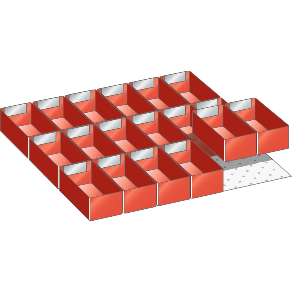 Sada zavěšovacích boxů LISTA 27x27E, (ŠxH) 459x459 mm, 18 ks, pro výšku čela 50 mm Obrázek produktu: Sada zavěšovacích boxů LISTA 27x27E, (ŠxH) 459x459 mm, 18 ks, pro výšku čela 50 mm
