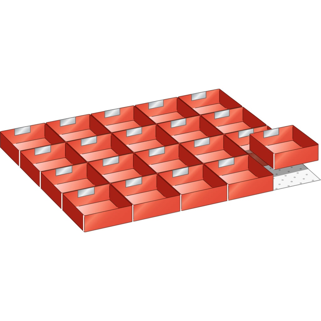 Sada zavěšovacích boxů LISTA 45x36E, (ŠxH) 765x612 mm, 20 ks, pro výšku čela 50 mm Obrázek produktu: Sada zavěšovacích boxů LISTA 45x36E, (ŠxH) 765x612 mm, 20 ks, pro výšku čela 50 mm