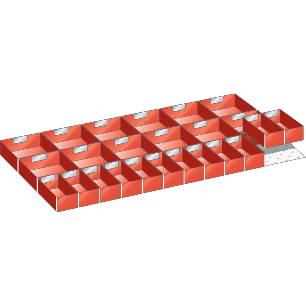 Sada zavěšovacích boxů LISTA 54x27E, (ŠxH) 918x459 mm, 24 ks, pro výšku čela 50 mm Obrázek produktu: Sada zavěšovacích boxů LISTA 54x27E, (ŠxH) 918x459 mm, 24 ks, pro výšku čela 50 mm