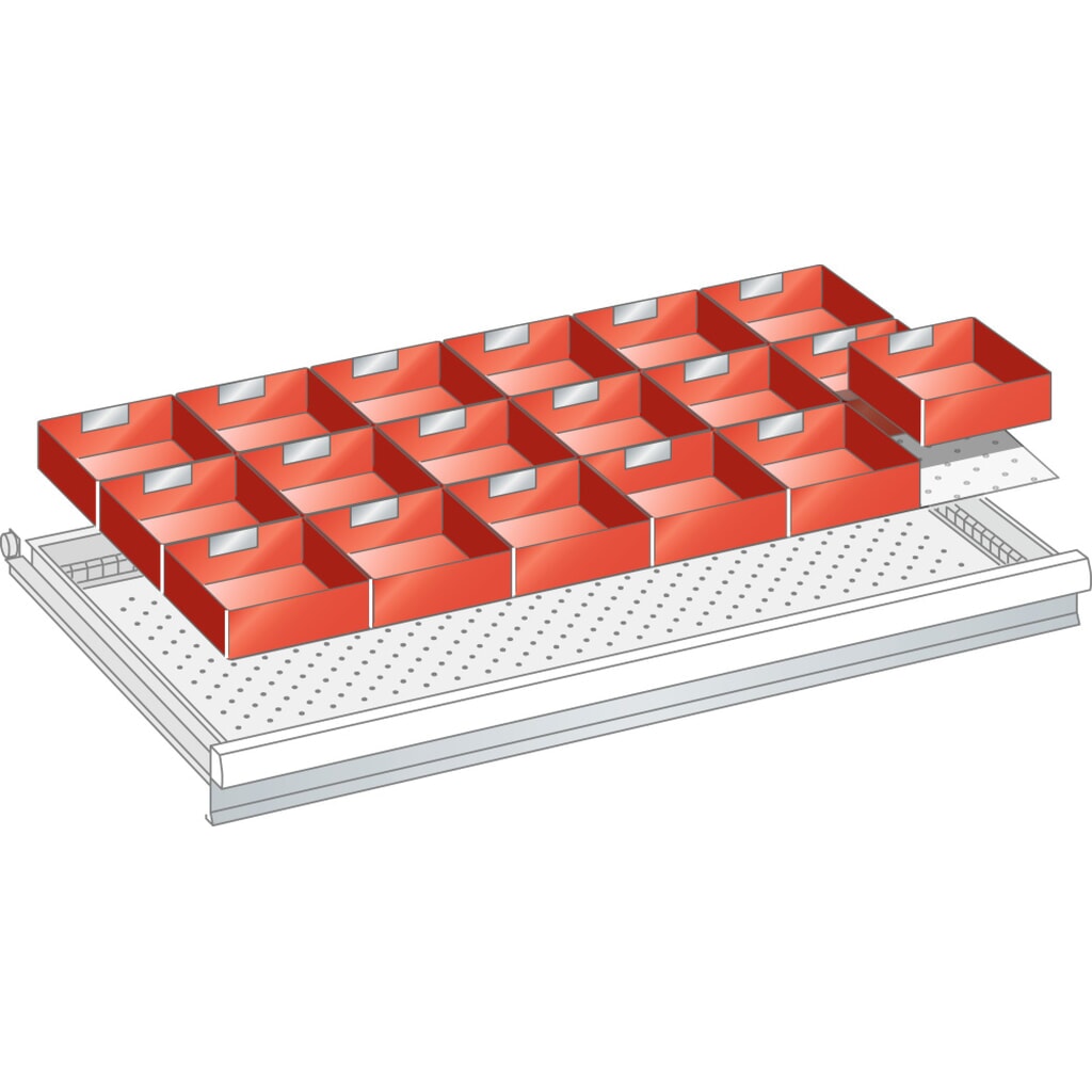 Sada zavěšovacích boxů LISTA 54x27E, (ŠxHxVV) 918x459x50 mm, 18 ks Obrázek produktu: Sada zavěšovacích boxů LISTA 54x27E, (ŠxHxVV) 918x459x50 mm, 18 ks
