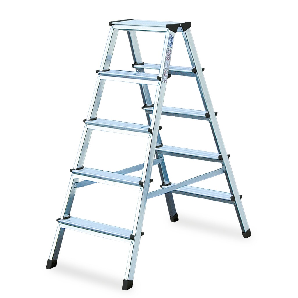 Oboustranný samostatně stojící žebřík KRAUSE®, oboustranný přístup, výška při postavení 0,20 m, 2x3 stupně Obrázek produktu: Oboustranný samostatně stojící žebřík KRAUSE®, oboustranný přístup, výška při postavení 0,20 m, 2x3 stupně