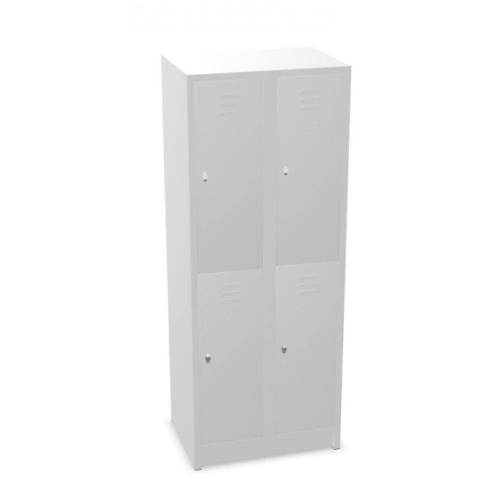 Číslo obrázku produktu 1: Šatní skříňka s lavicí HEMMDAL HG-SB-2, zámek s otočnou západkou, 2 patra, 4 přihrádky, VxŠxH 1800 x 600 x 500 mm, světle šedá
