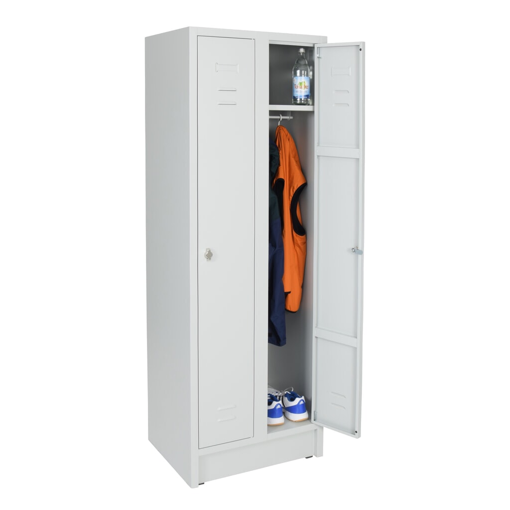Číslo obrázku produktu 4: Šatní skříňka s lavicí HG-SB-1 HEMMDAL, zámek s otočnou západkou, 2 oddíly, VxŠxH 1800 x 600 x 500 mm, světle šedá