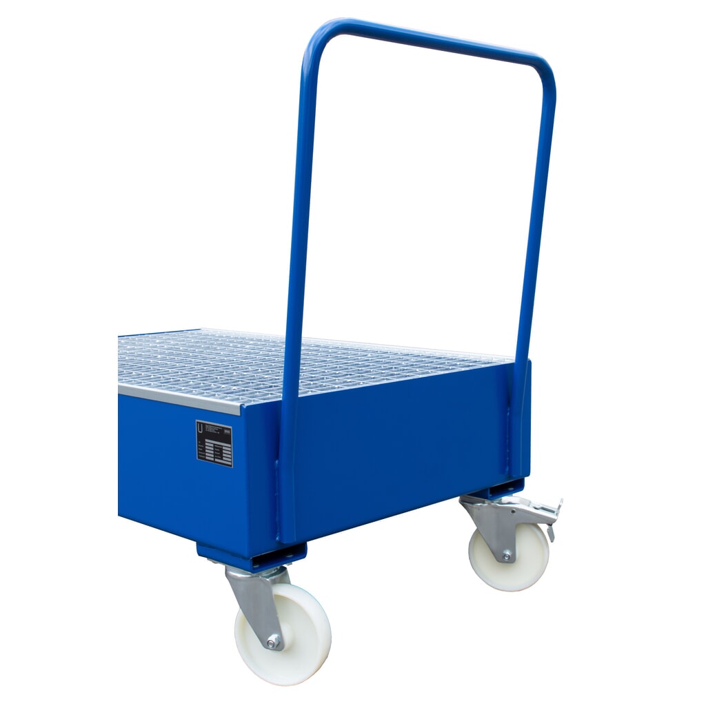 Steinbock® sběrná vana z oceli pro sudy 200 l, pojízdné provedení, modrá Číslo obrázku produktu 2: Steinbock® sběrná vana z oceli pro sudy 200 l, pojízdné provedení, modrá