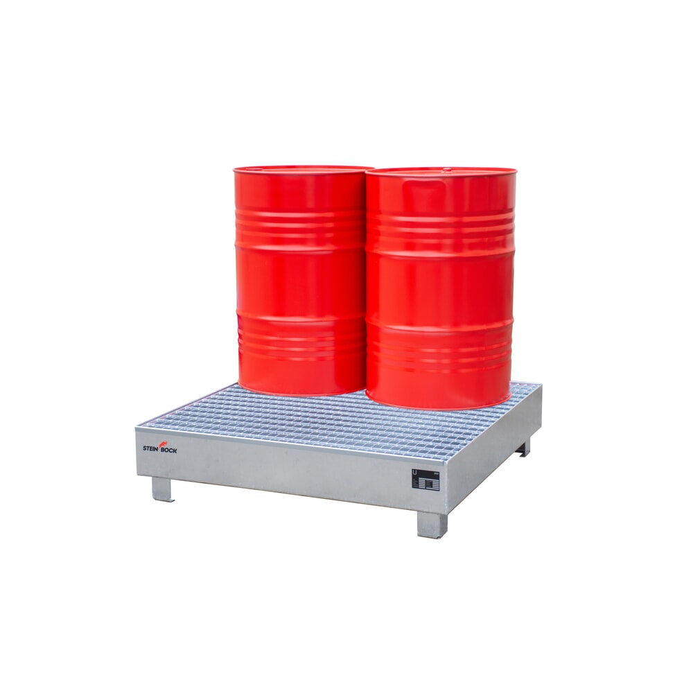 Číslo obrázku produktu 4: Sběrná vana Steinbock®, 4x 200 l, VxŠxH 285 x 1200 x 1200 mm, vč. mřížového roštu, žárově pozinkované