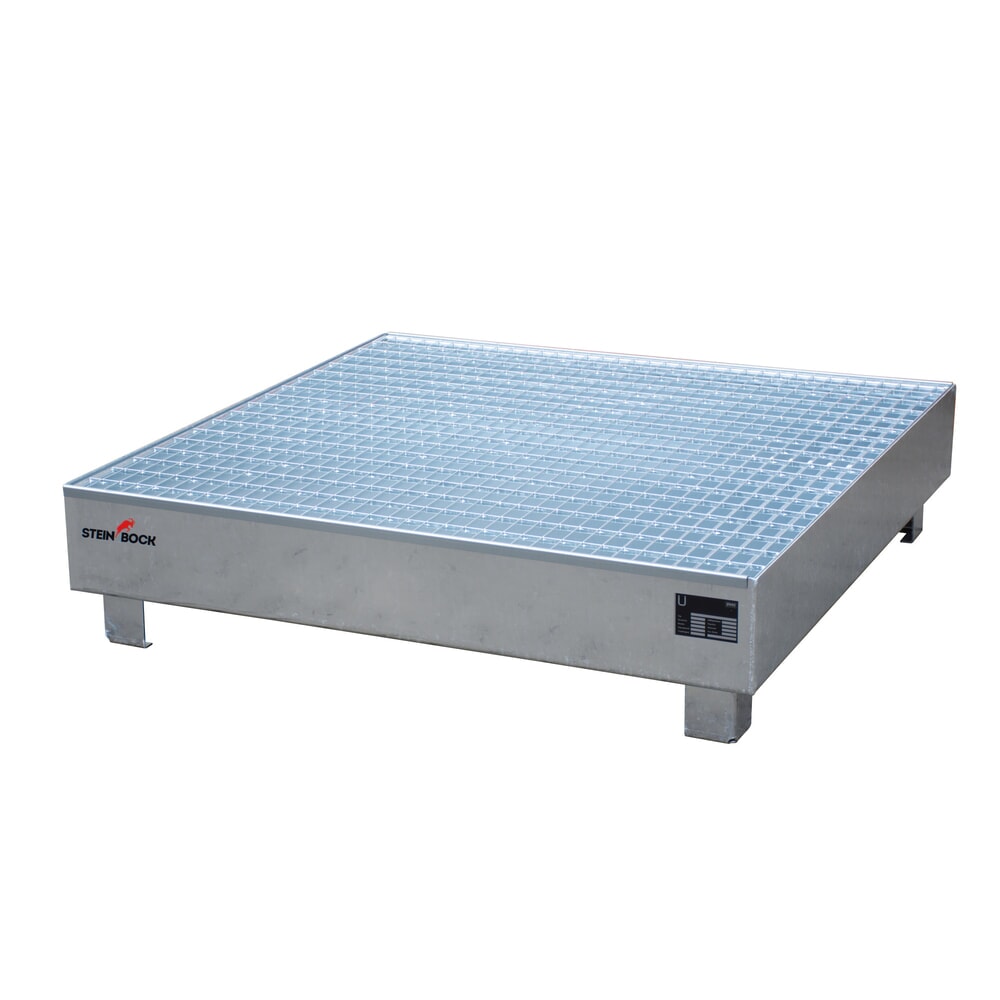 Obrázek produktu: Sběrná vana Steinbock®, 4x 200 l, VxŠxH 285 x 1200 x 1200 mm, vč. mřížového roštu, žárově pozinkované