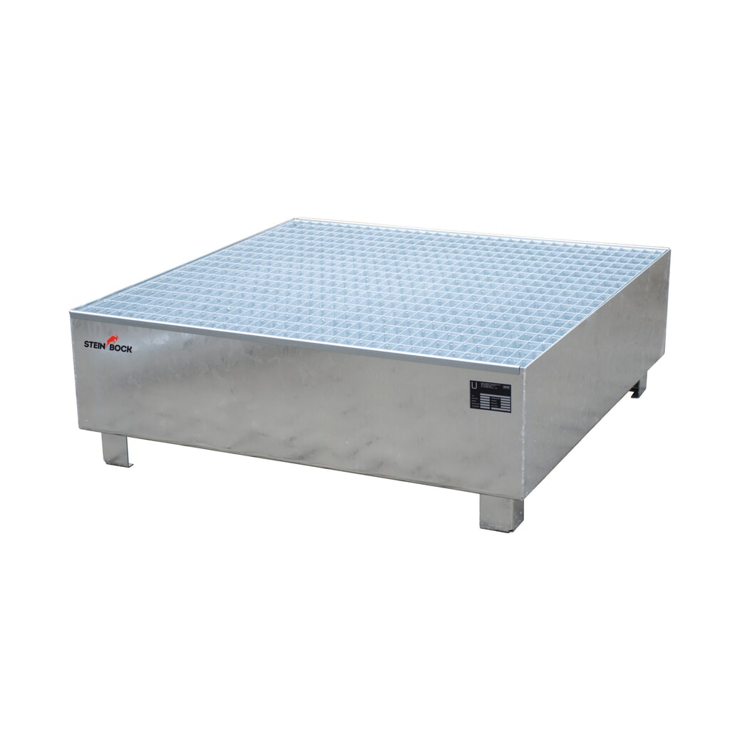 Steinbock® sběrná vana, 4 x 200 l, VxŠxH 415 x 1 200 x 1 200 mm, včetně mřížového roštu, žárově pozinkovaná. Obrázek produktu: Steinbock® sběrná vana, 4 x 200 l, VxŠxH 415 x 1 200 x 1 200 mm, včetně mřížového roštu, žárově pozinkovaná.