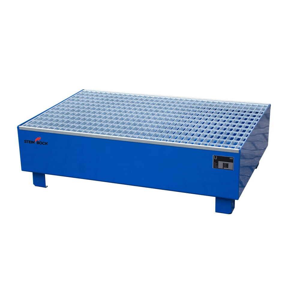 Obrázek produktu: Sběrná vana Steinbock®, 2x 200 l, VxŠxH 360 x 800 x 1200 mm, vč. mřížového roštu, modrá