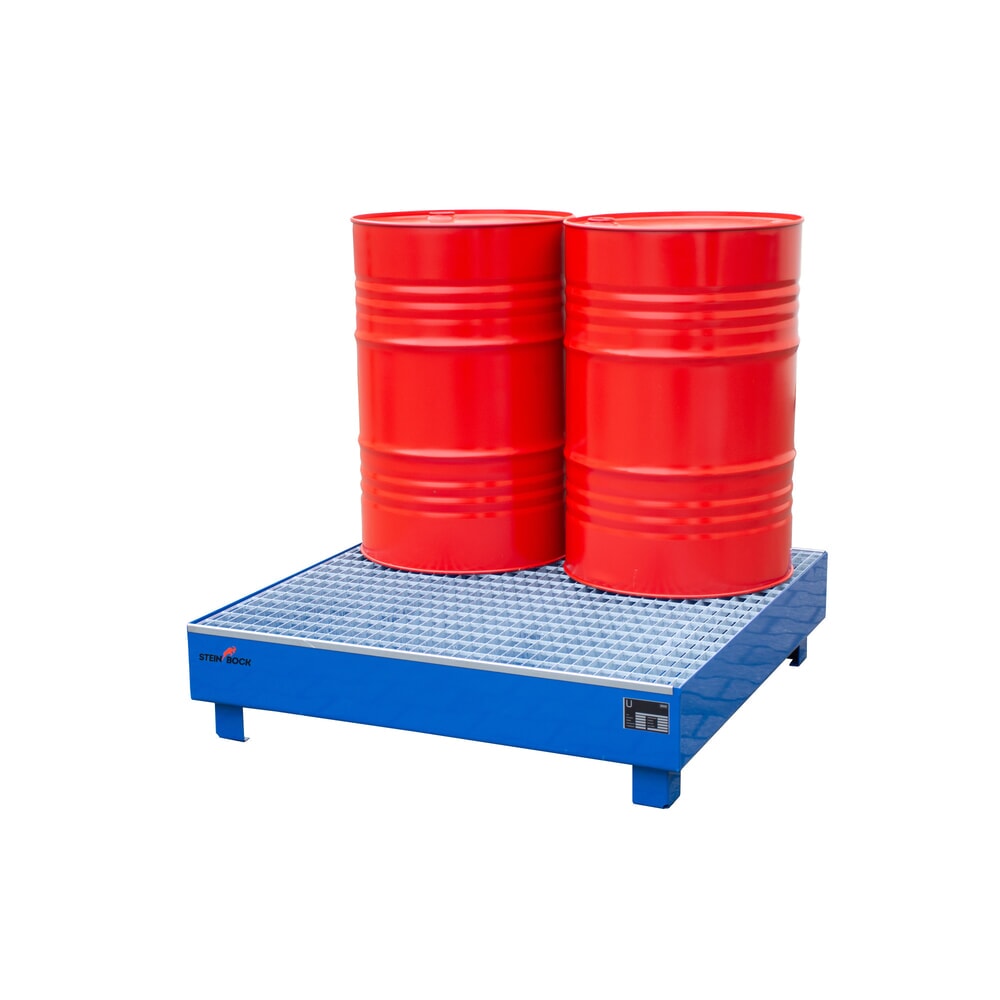 Číslo obrázku produktu 6: Sběrná vana Steinbock®, 4x 200 l, VxŠxH 285 x 1200 x 1200 mm, vč. mřížového roštu, modrá