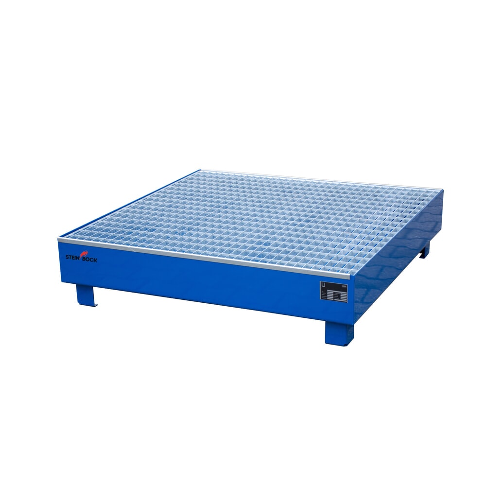 Obrázek produktu: Sběrná vana Steinbock®, 4x 200 l, VxŠxH 285 x 1200 x 1200 mm, vč. mřížového roštu, modrá