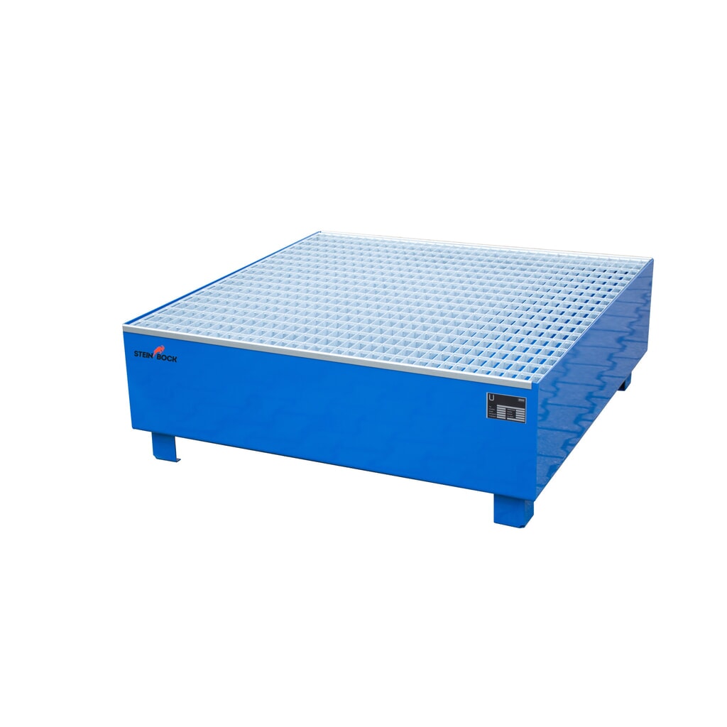 Steinbock® Sběrná vana, 4 x 200 l, VxŠxH 410 x 1200 x 1 200 mm, včetně mřížového roštu, modrá Obrázek produktu: Steinbock® Sběrná vana, 4 x 200 l, VxŠxH 410 x 1200 x 1 200 mm, včetně mřížového roštu, modrá