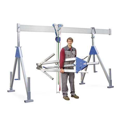 Imagen del producto número 1: Grúa pórtico de aluminio SCHILLING con viga divisible, punto de suspensión de 1249 a 2349 mm, capacidad de carga de 500 kg.