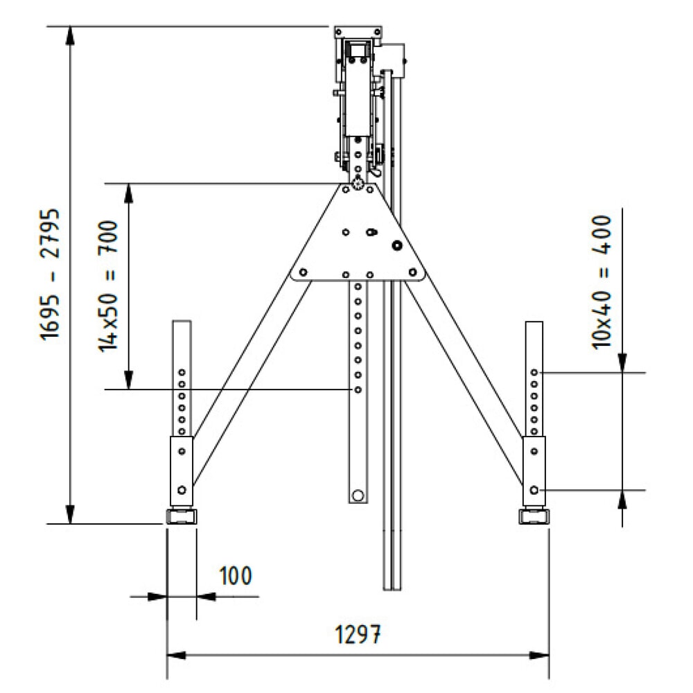 Číslo obrázku produktu 3: SCHILLING hliníkový portálový jeřáb s dělitelným nosníkem, závěsný bod 1249 – 2349 mm, nosnost 500 kg