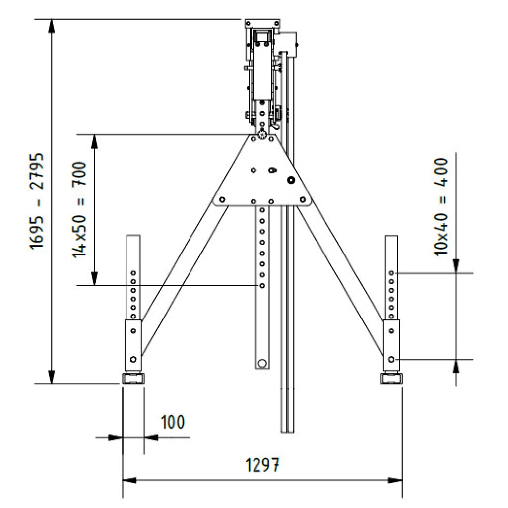 Číslo obrázku produktu 3: SCHILLING hliníkový portálový jeřáb s dělitelným nosníkem, závěsný bod 1249 – 2349 mm, nosnost 500 kg