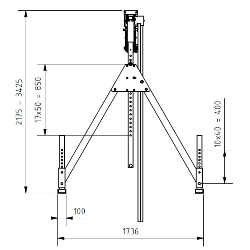 Číslo obrázku produktu 3: SCHILLING hliníkový portálový jeřáb s dělitelným nosníkem, závěsný bod 1730 – 2980 mm, nosnost 500 kg