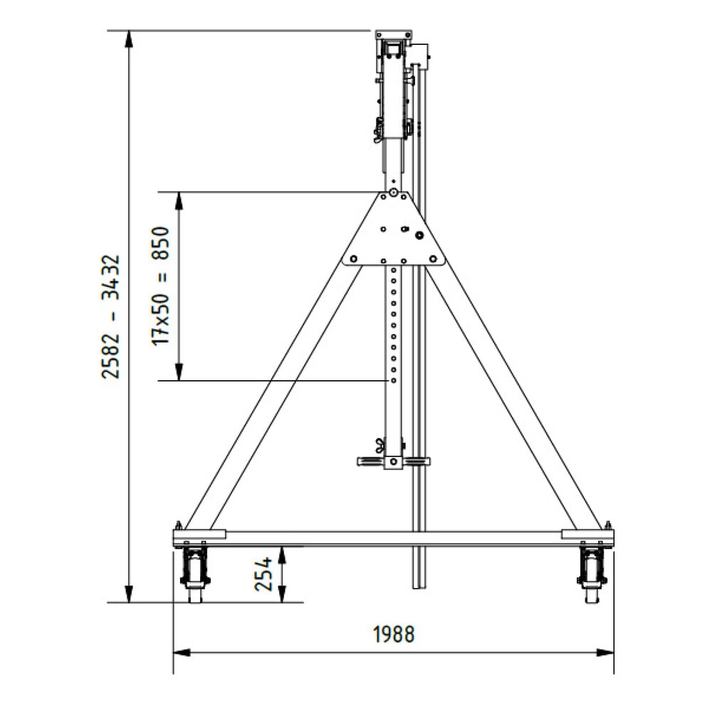 Číslo obrázku produktu 2: SCHILLING hliníkový portálový jeřáb s dělitelným nosníkem, pojízdný, celková výška max. 3470 mm, nosnost 500 kg