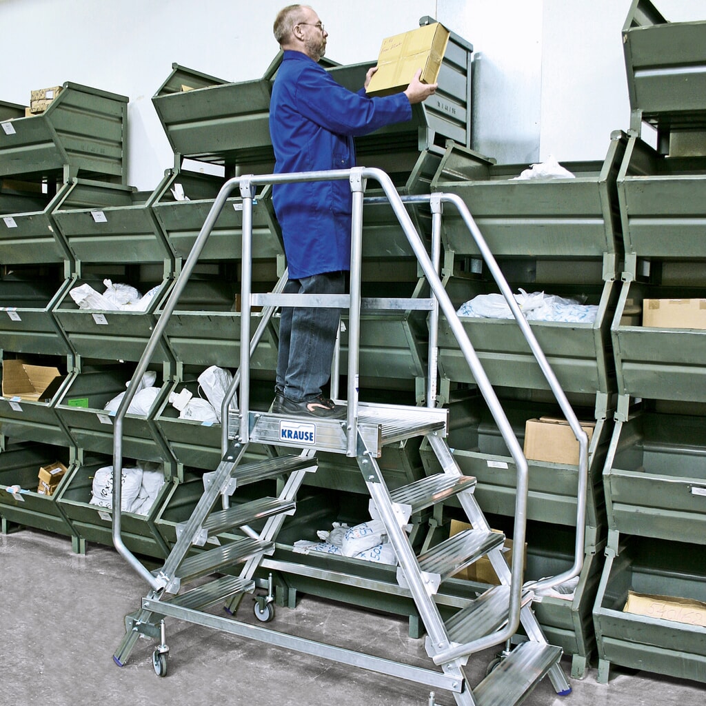 Schody s plošinou KRAUSE®, oboustranné, pojízdné, výška při postavení 0,70 m Číslo obrázku produktu 5: Schody s plošinou KRAUSE®, oboustranné, pojízdné, výška při postavení 0,70 m