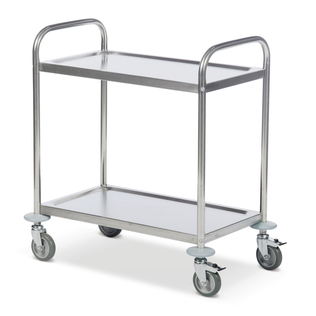 Servírovací vozík z ušlechtilé oceli BASIC, 2 police à 685 x 380 mm Obrázek produktu: Servírovací vozík z ušlechtilé oceli BASIC, 2 police à 685 x 380 mm