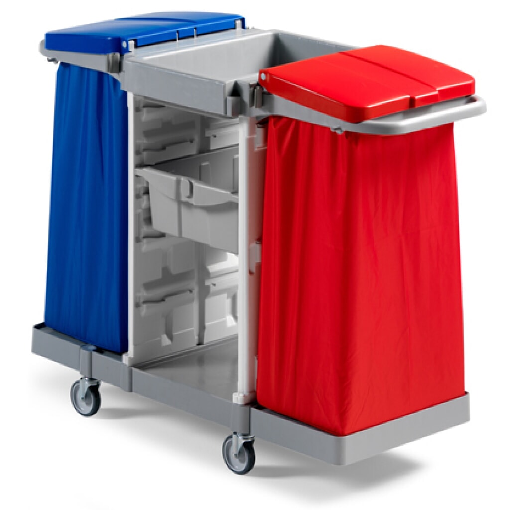 Servisní vozík Duo, 2 rámové držáky na 120litrové pytle, 2 odkládací koše Obrázek produktu: Servisní vozík Duo, 2 rámové držáky na 120litrové pytle, 2 odkládací koše
