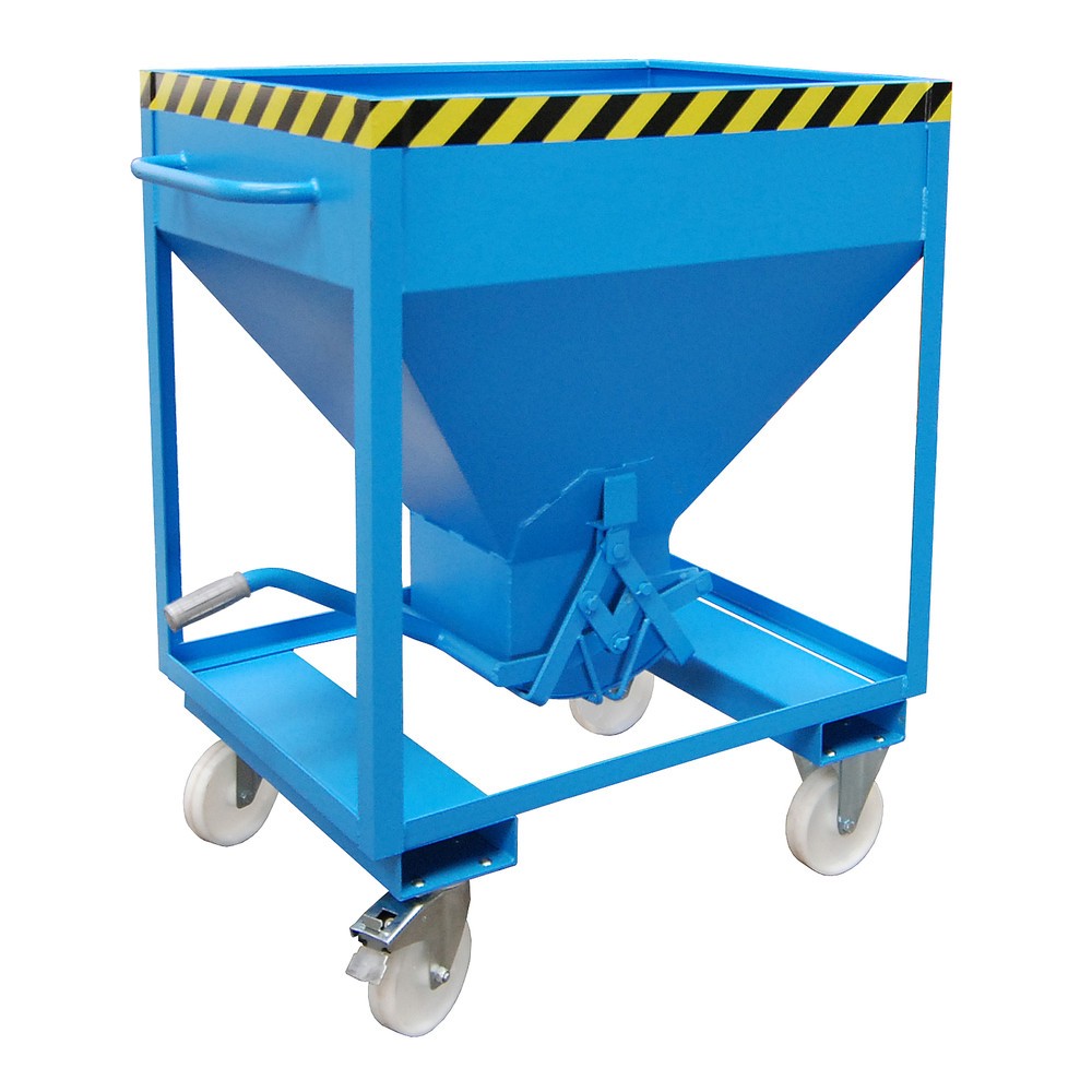 Číslo obrázku produktu 1: Silo Bauer® s nůžkovým zavíráním, vidlicové kapsy + kolečka, lakované provedení, objem 0,375 m³, RAL 5012 světle modrá