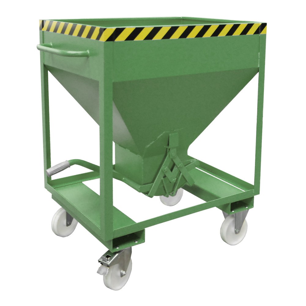Číslo obrázku produktu 1: Silo Bauer® s nůžkovým zavíráním, vidlicové kapsy + kolečka, lakované provedení, objem 0,375 m³, RAL 6011 rezeda zelená