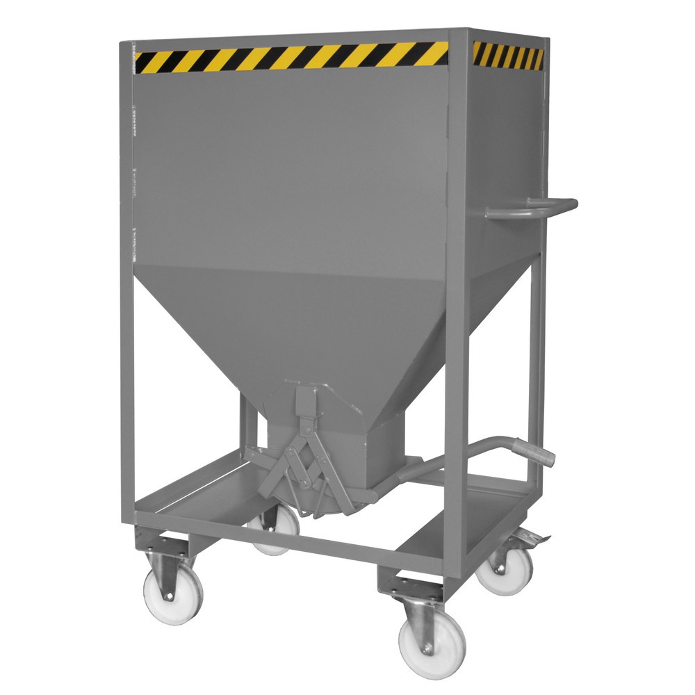 Číslo obrázku produktu 1: Silo Bauer® s nůžkovým zavíráním, vidlicové kapsy+ kolečka, lakované provedení, objem 0,6 m³, RAL 7005 myší šedá
