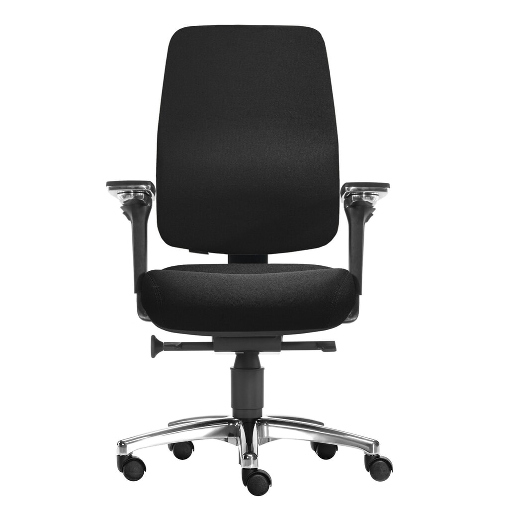 Kancelářská židle s ochranou plotének SITWELL STEIFENSAND Spirit, hloubkově nastavitelná bederní opěrka, 5D loketní opěrka, polyester, černá Obrázek produktu: Kancelářská židle s ochranou plotének SITWELL STEIFENSAND Spirit, hloubkově nastavitelná bederní opěrka, 5D loketní opěrka, polyester, černá