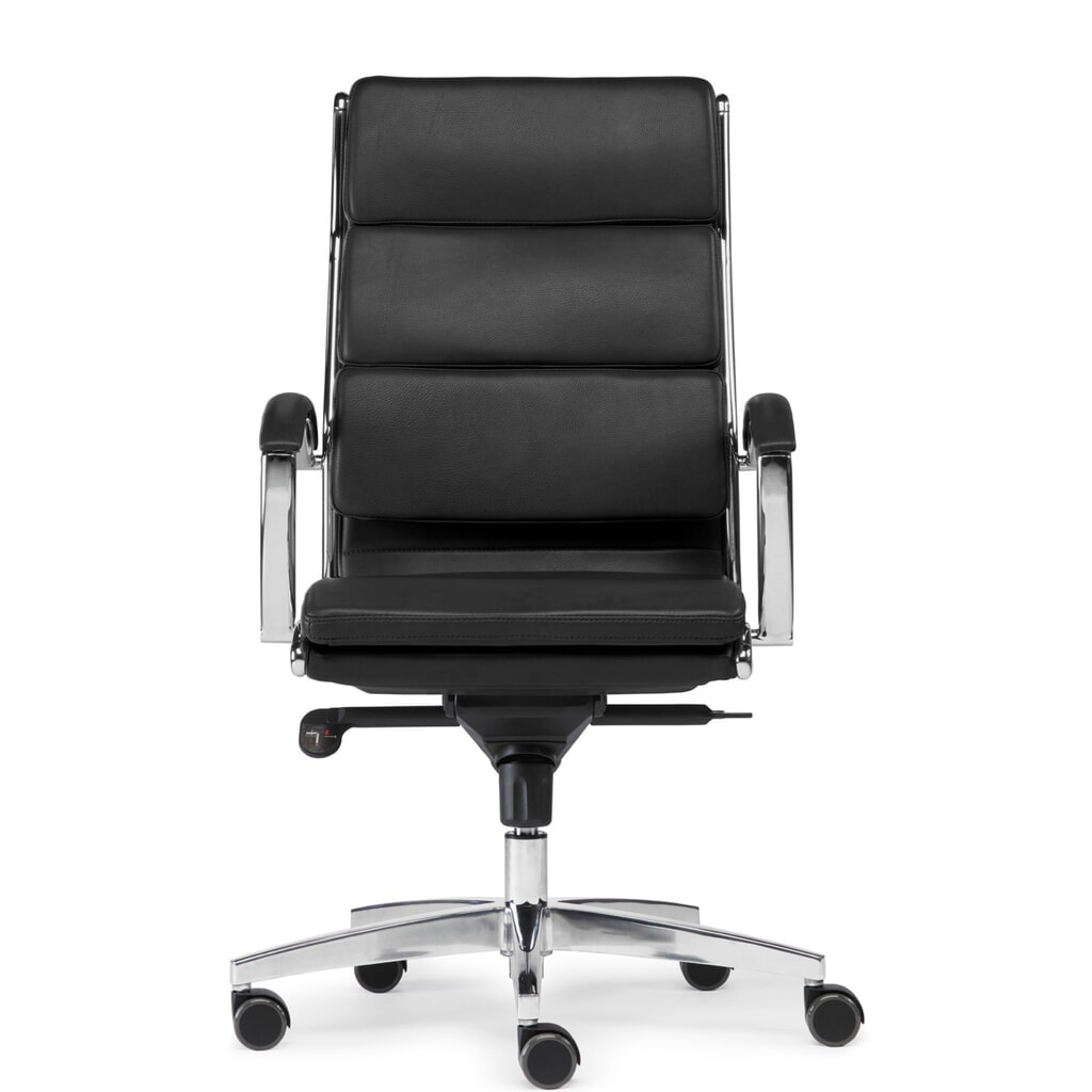 Obrázek produktu: Designová kancelářská židle SITWELL STEIFENSAND Dream, hliníková křížová podnož, udržitelná lepená kůže, nosnost 125 kg, černá