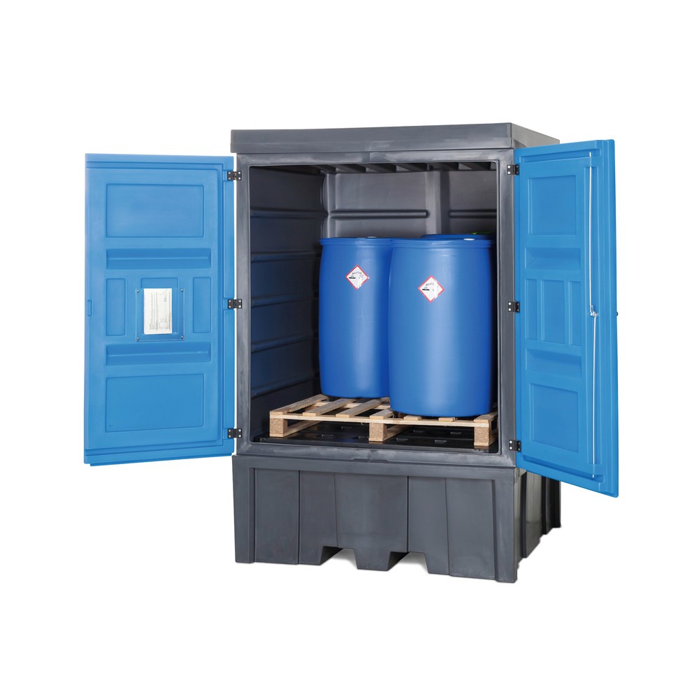 Číslo obrázku produktu 2: Sklad nebezpečných látek z PE, VxŠxH 2330 x 1560 x 1550 mm, 1x IBC nebo 4x 200 l