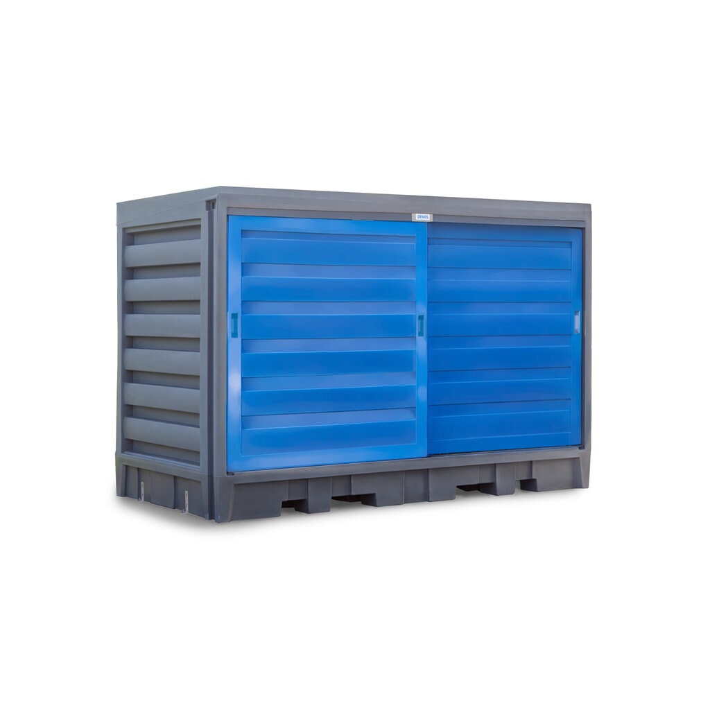 Sklad sudů z PE, VxŠxH 2170 x 3200 x 1740 mm, 2x IBC nebo 8x 200 l Obrázek produktu: Sklad sudů z PE, VxŠxH 2170 x 3200 x 1740 mm, 2x IBC nebo 8x 200 l