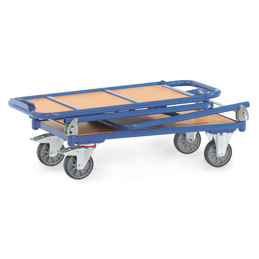Skládací pojízdný stolek fetra® s ocelovým rámem, 2 patra à 900 x 600 mm Číslo obrázku produktu 3: Skládací pojízdný stolek fetra® s ocelovým rámem, 2 patra à 900 x 600 mm