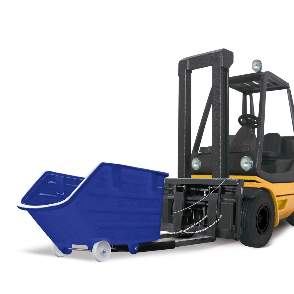 Číslo obrázku produktu 3: Sklopná kontejner z PE s kolečky, vyklápěcí mechanismus, vidlicové kapsy, objem 0,75 m³