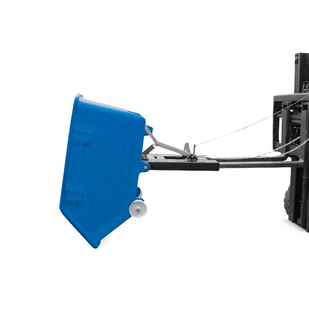 Číslo obrázku produktu 1: Sklopná kontejner z PE s kolečky, vyklápěcí mechanismus, vidlicové kapsy, objem 0,75 m³